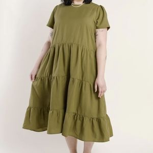 🆕 TRADLANDS CHALET TIERED DRESS OLIVE SMALL